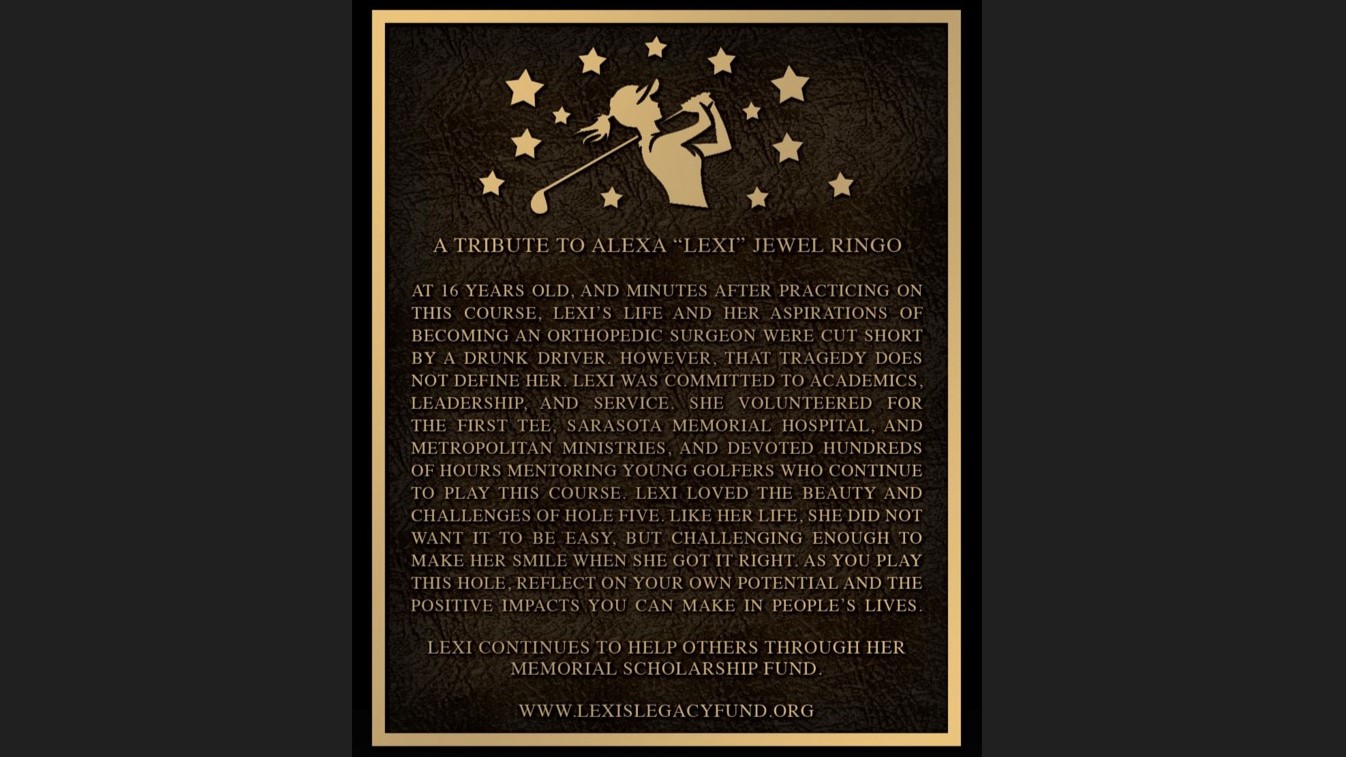 Posthumous Freedom Fairways plaque, scholarship program pay tribute to Waterset’s Lexi Ringo